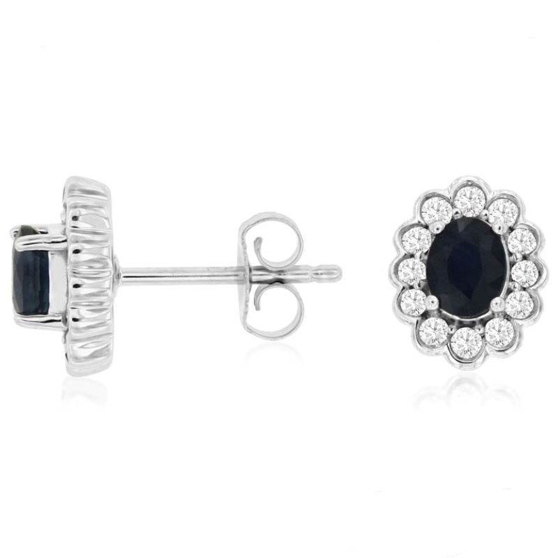 14k White Gold Sapphire and Diamond Earrings 14k White Gold Sapphire and Diamond Earrings