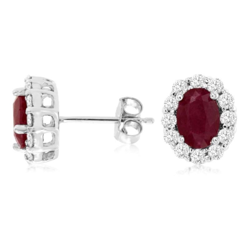 14k White Gold Ruby and Diamond Earrings 14k White Gold Ruby and Diamond Earrings