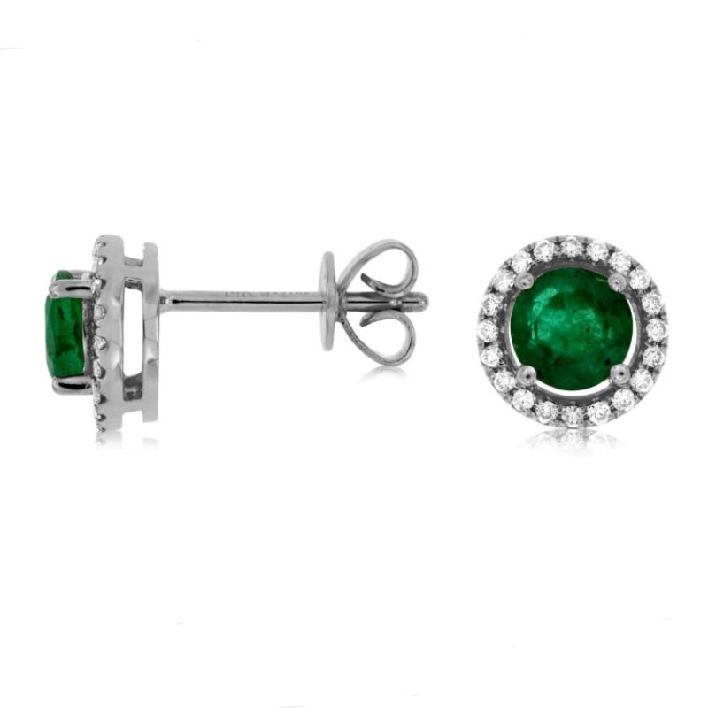 14k White Gold Emerald & Diamond Earrings 14k White Gold Emerald & Diamond Earrings