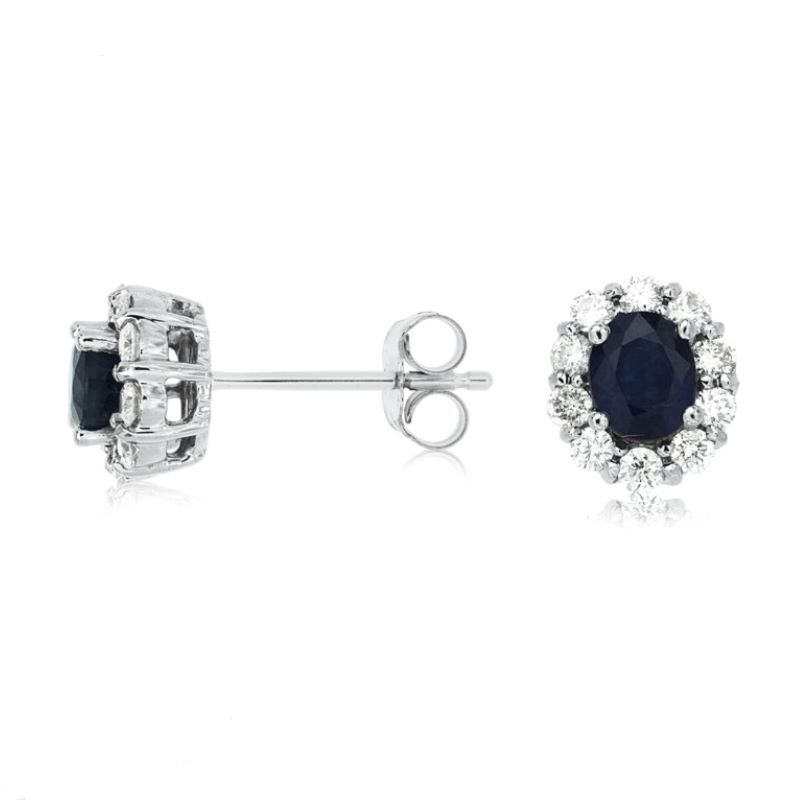 14k White Gold Sapphire and Diamond Earrings 14k White Gold Sapphire and Diamond Earrings