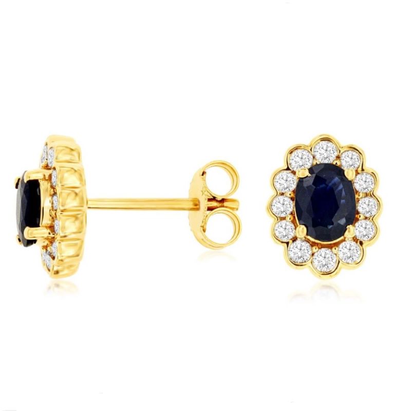Sapphire & Diamond Stud Earrings Sapphire & Diamond Stud Earrings