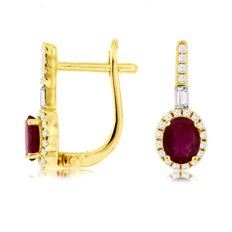 Ruby & Diamond Halo Dangle Earrings Ruby & Diamond Halo Dangle Earrings