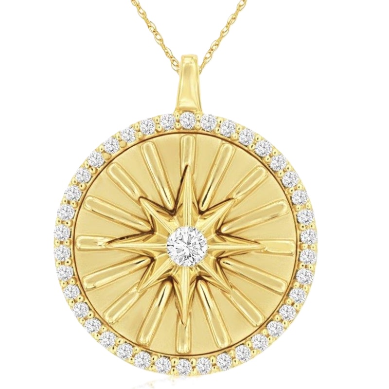14k Yellow Gold Diamond Sunburst Pendant 14k Yellow Gold Diamond Sunburst Pendant
