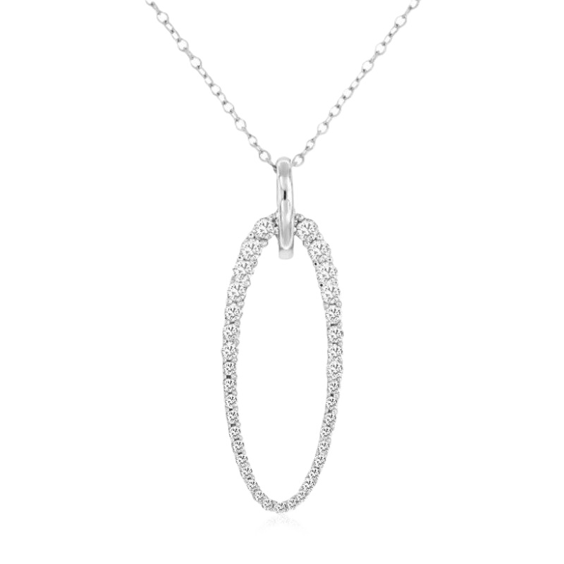 14k White Gold Diamond Oval Pendant 14k White Gold Diamond Oval Pendant