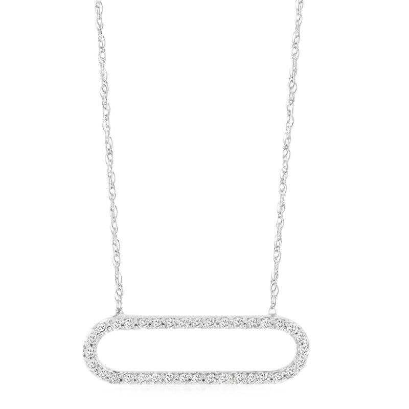 14k White Gold .25cttw Diamond Oval Necklace 14k White Gold .25cttw Diamond Oval Necklace