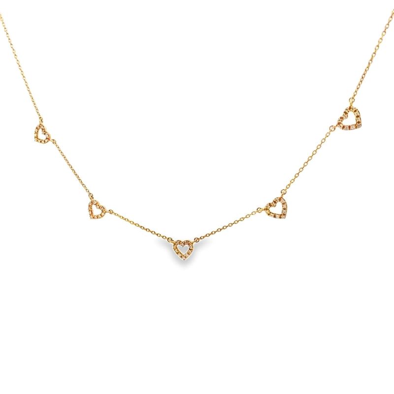 14k Yellow Gold & Diamond Hearts Necklace 14k Yellow Gold & Diamond Hearts Necklace