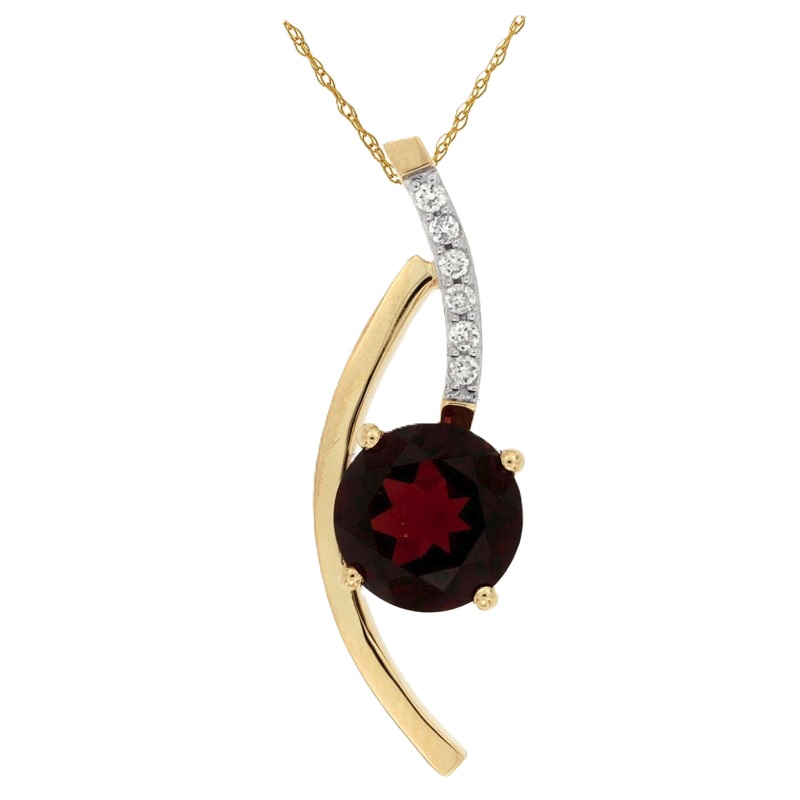 14k Yellow Gold Garnet & Diamond Pendant 14k Yellow Gold Garnet & Diamond Pendant