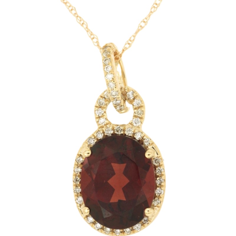 14k Yellow Gold Garnet & Diamond Pendant 14k Yellow Gold Garnet & Diamond Pendant
