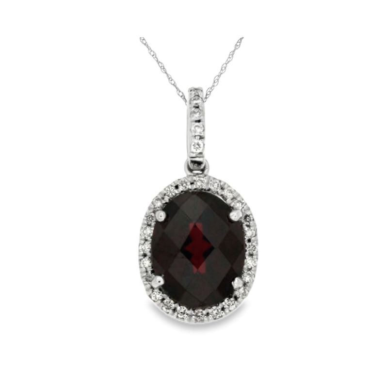 14k White Gold Garnet & Diamond Pendant 14k White Gold Garnet & Diamond Pendant