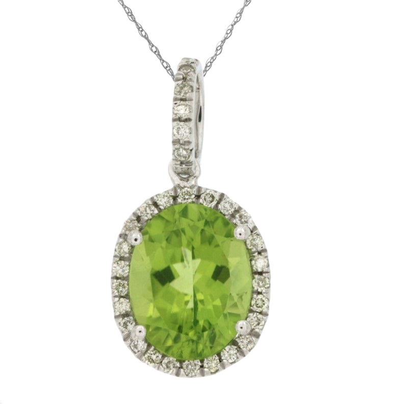14k White Gold Peridot & Diamond Pendant 14k White Gold Peridot & Diamond Pendant