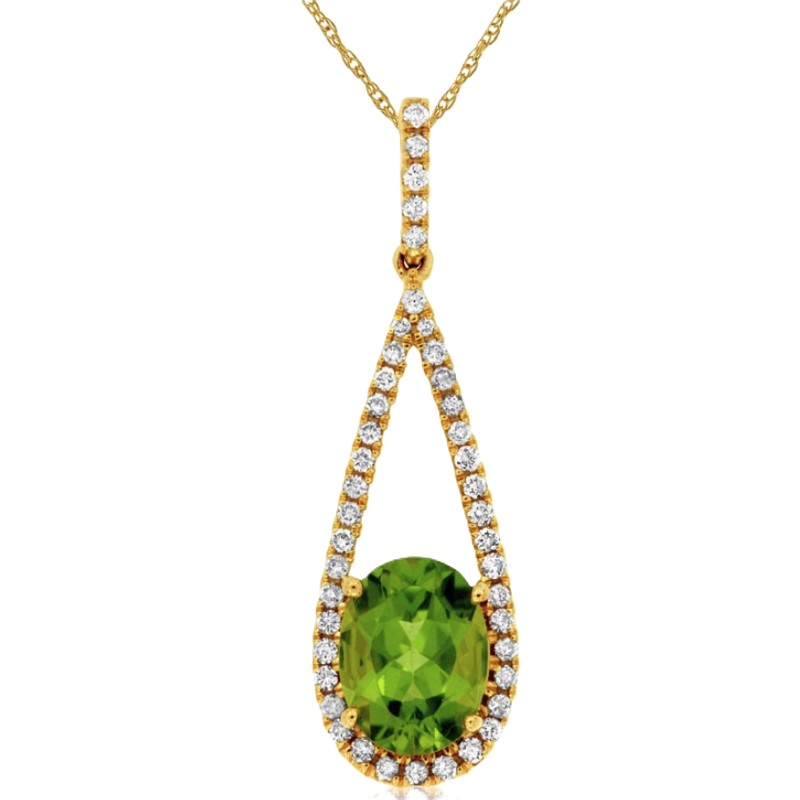 14k Yellow Gold Peridot & Diamond Pendant 14k Yellow Gold Peridot & Diamond Pendant