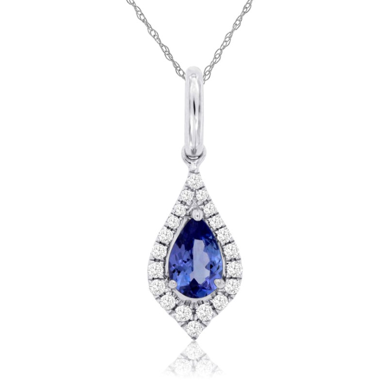 14k White Gold Tanzanite & Diamond Pendant. 14k White Gold Tanzanite & Diamond Pendant.