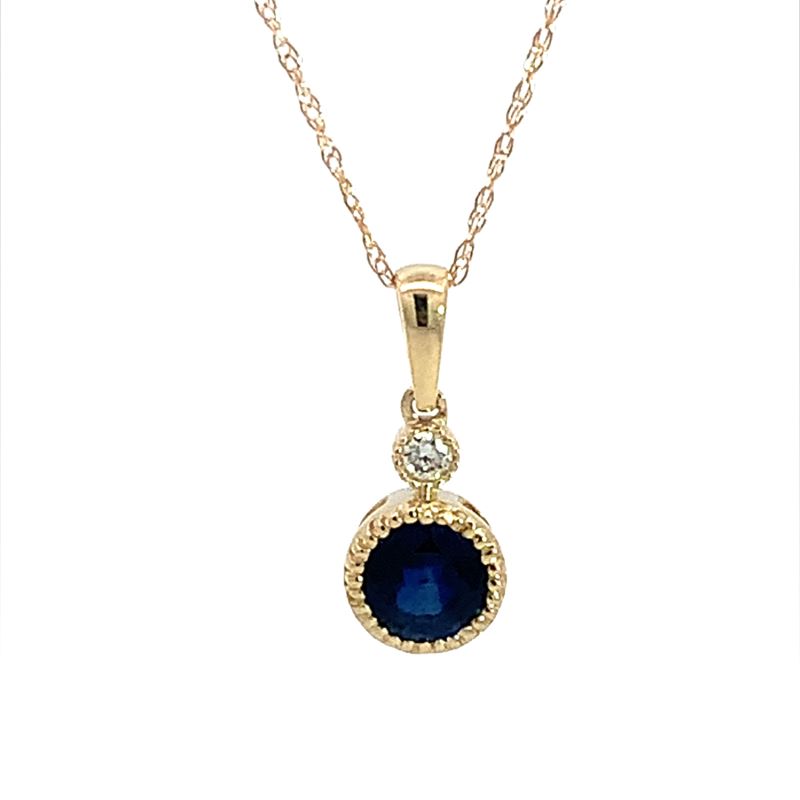 14k Yellow Gold Sapphire & Diamond Pendant 14k Yellow Gold Sapphire & Diamond Pendant
