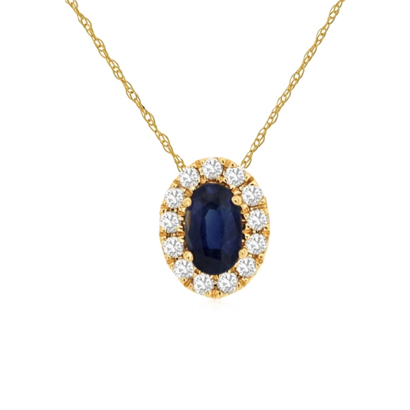 14k Yellow Gold Sapphire & Diamond Halo Pendant 14k Yellow Gold Sapphire & Diamond Halo Pendant