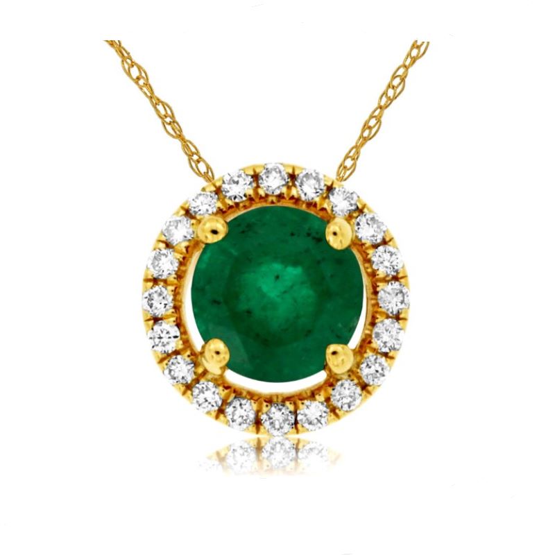 14k Yellow Gold Emerald & Diamond Pendant 14k Yellow Gold Emerald & Diamond Pendant