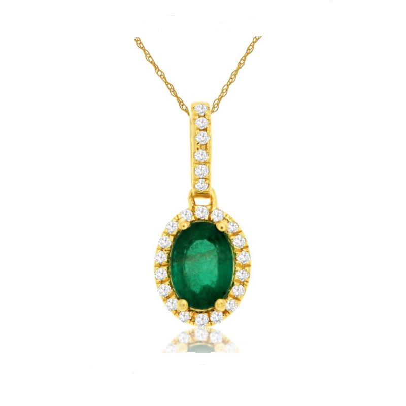 14k Yellow Gold Emerald & Diamond Pendant 14k Yellow Gold Emerald & Diamond Pendant
