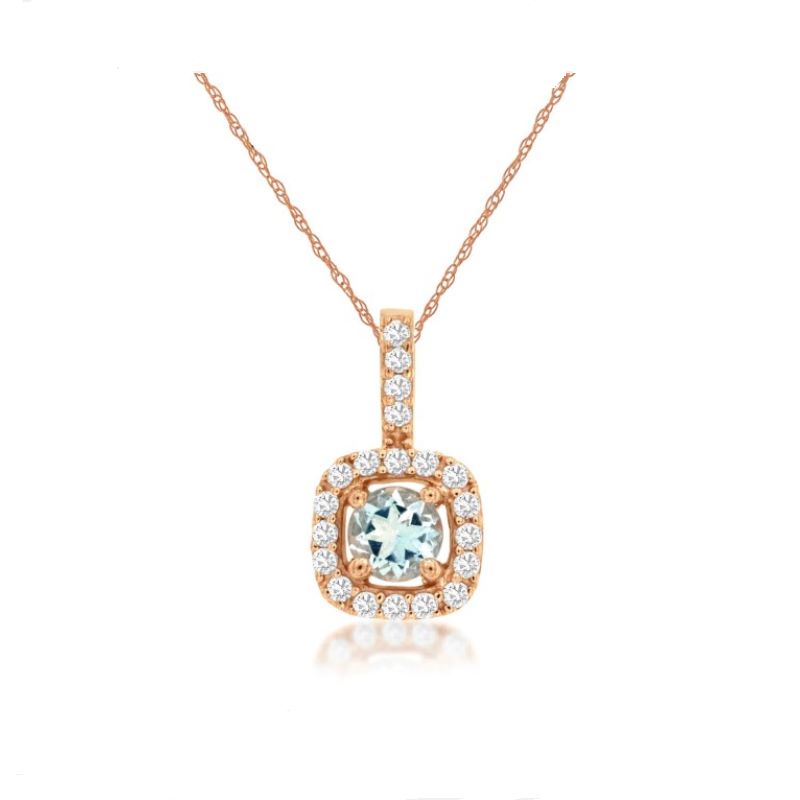 14k Rose Gold Aqua & Diamond Halo Pendant 14k Rose Gold Aqua & Diamond Halo Pendant