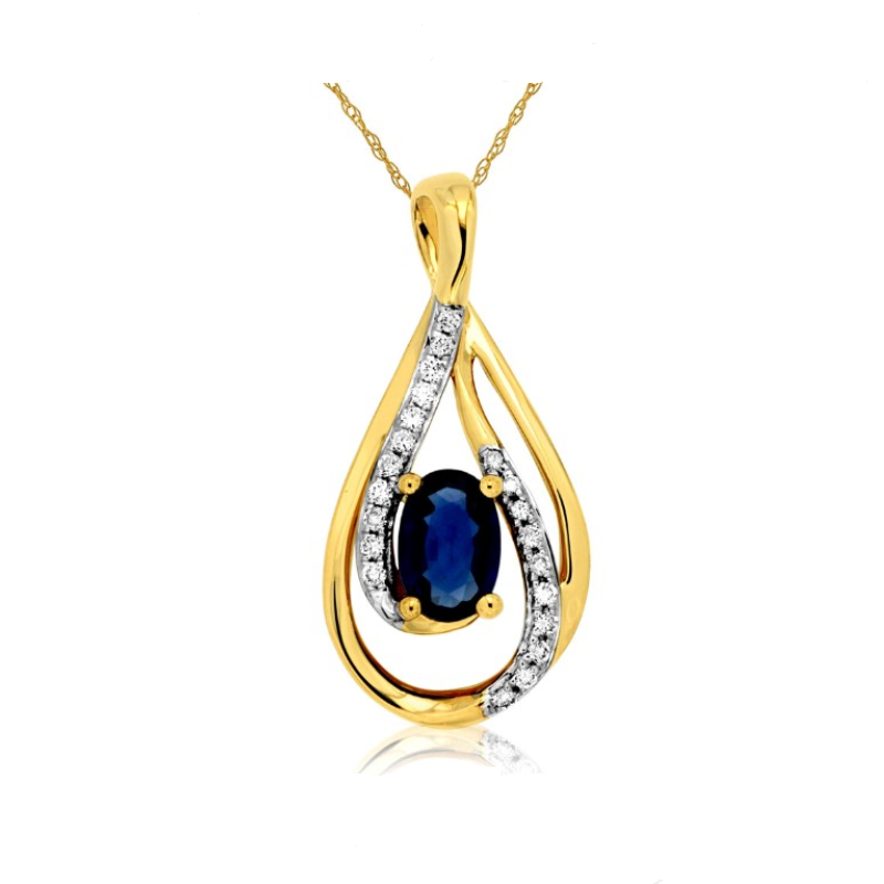 14k Yellow Gold Sapphire & Diamond Pendant 14k Yellow Gold Sapphire & Diamond Pendant