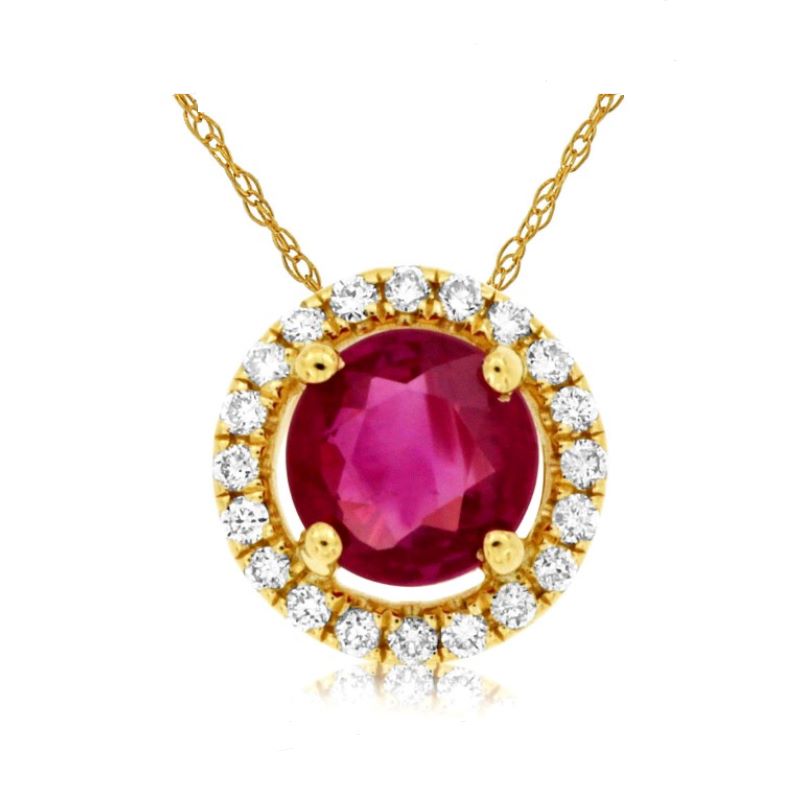 14k Yellow Gold Ruby & Diamond Pendant 14k Yellow Gold Ruby & Diamond Pendant