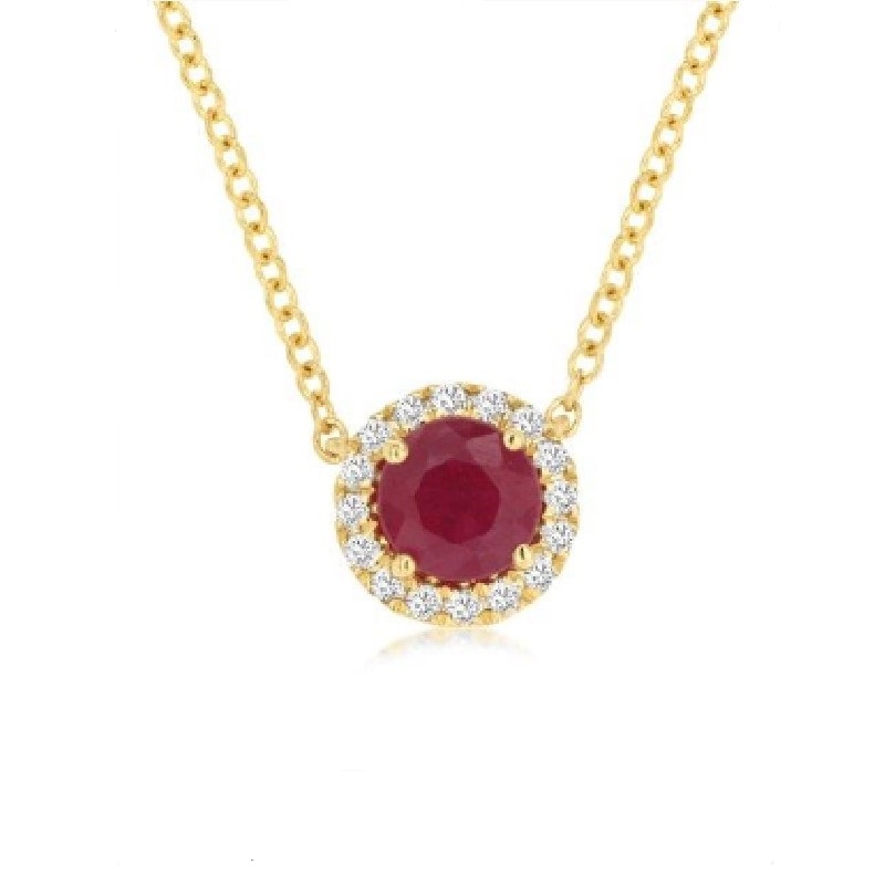 14k Yellow Gold Ruby & Diamond Necklace 14k Yellow Gold Ruby & Diamond Necklace