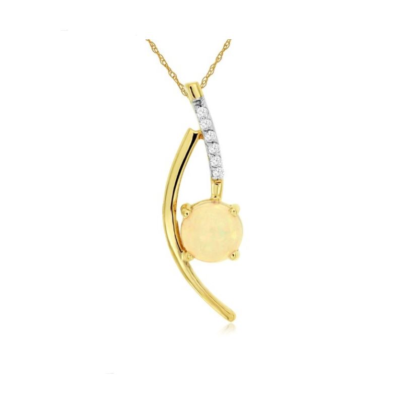 14k Yellow Gold Opal & Diamond Pendant 14k Yellow Gold Opal & Diamond Pendant