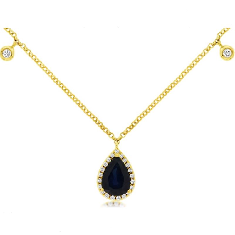 14k Yellow Gold Sapphire & Diamond Necklace 14k Yellow Gold Sapphire & Diamond Necklace
