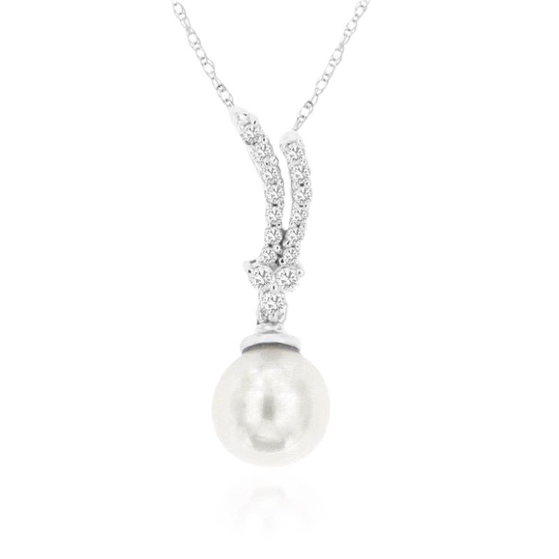 14k White Gold Pearl & Diamond Pendant 14k White Gold Pearl & Diamond Pendant