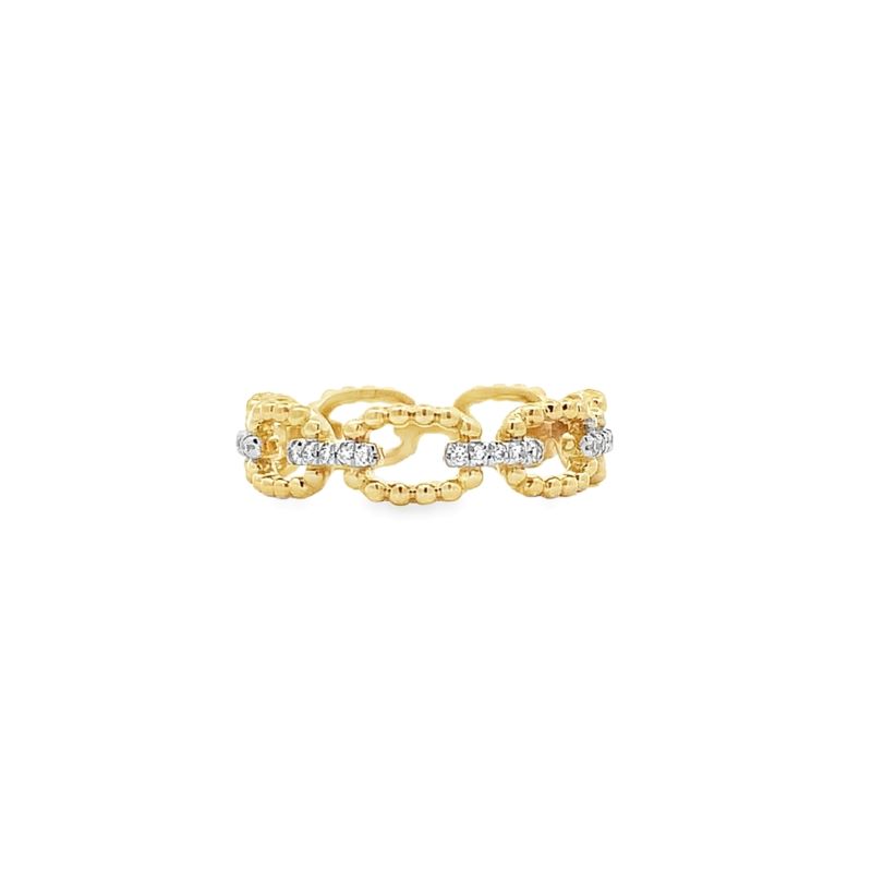 14k Yellow Gold Diamond Bead Link Ring 14k Yellow Gold Diamond Bead Link Ring