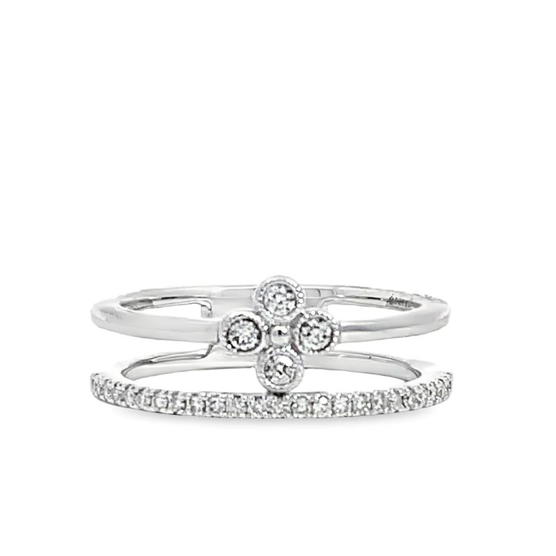 14k White Gold Diamond Clover Ring 14k White Gold Diamond Clover Ring