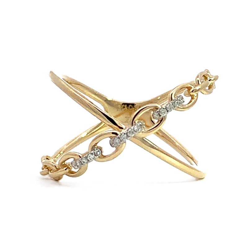 14k Yellow Gold .05cttw Round Diamond Criss Cross Fashion Ring 14k Yellow Gold .05cttw Round Diamond Criss Cross Fashion Ring