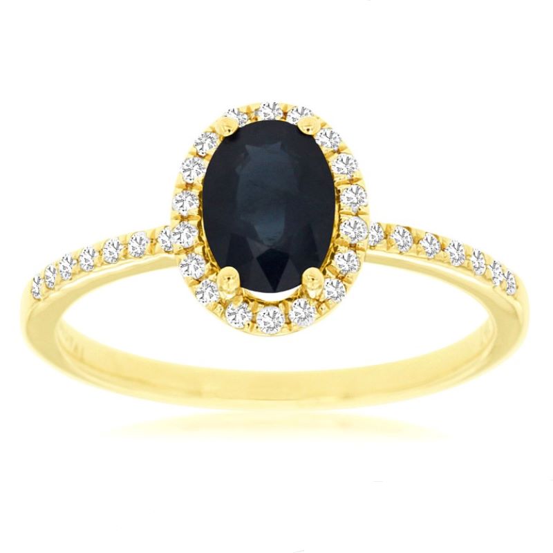 14k Yellow Gold 1.00ct Oval Sapphire & .17cttw Round Diamond Halo Ring 14k Yellow Gold 1.00ct Oval Sapphire & .17cttw Round Diamond Halo Ring