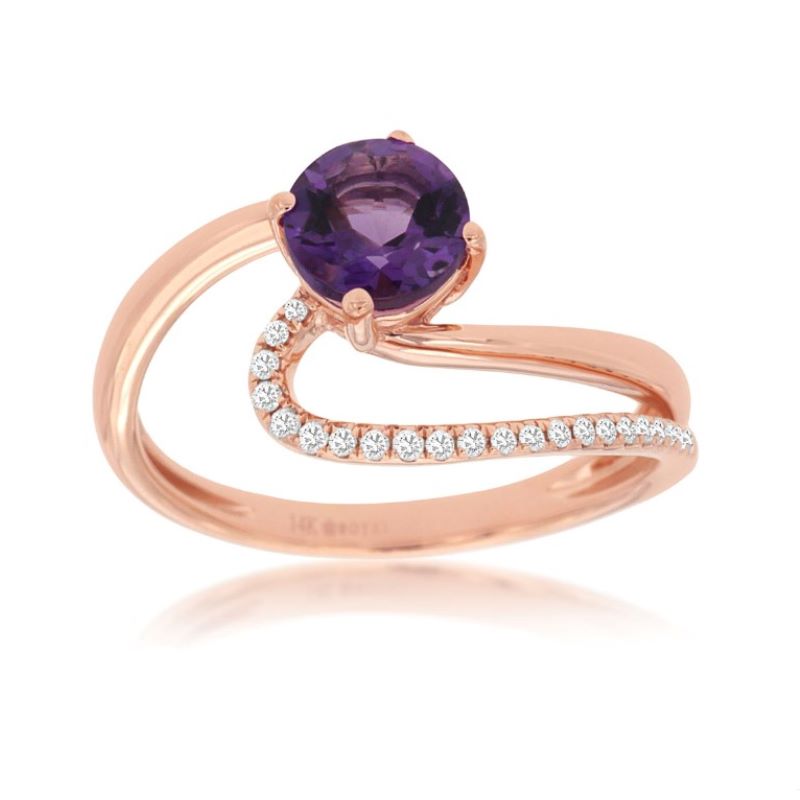 14k Rose Gold Amethyst &Diamond Free Form Ring 14k Rose Gold Amethyst &Diamond Free Form Ring
