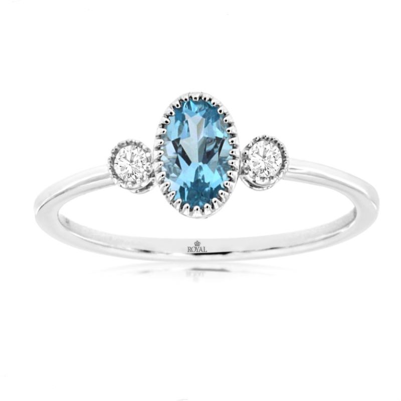 14k White Gold Blue Topaz and Diamond Ring 14k White Gold Blue Topaz and Diamond Ring