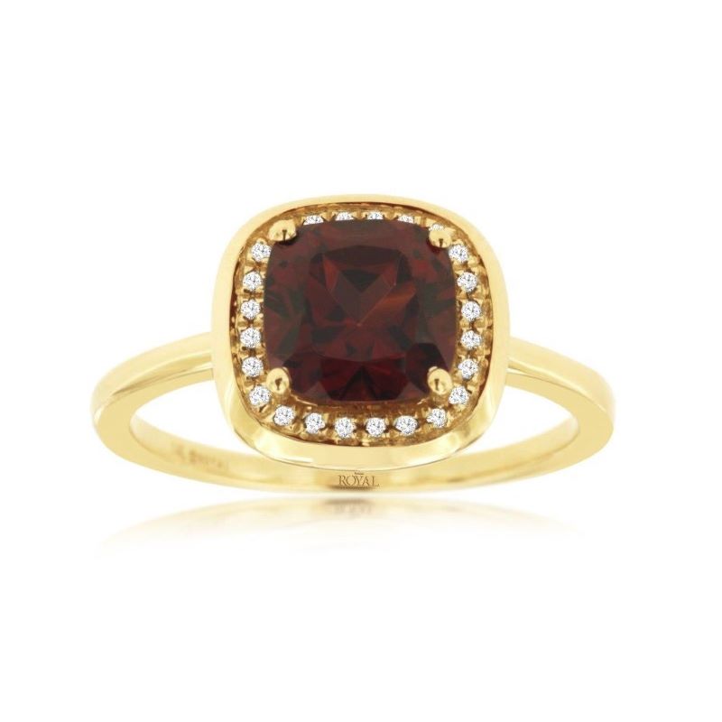 14k Yellow Gold Garnet & Diamond Ring 14k Yellow Gold Garnet & Diamond Ring