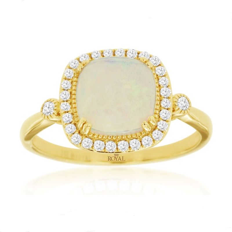 14k Yellow Gold Opal & Diamond Ring 14k Yellow Gold Opal & Diamond Ring