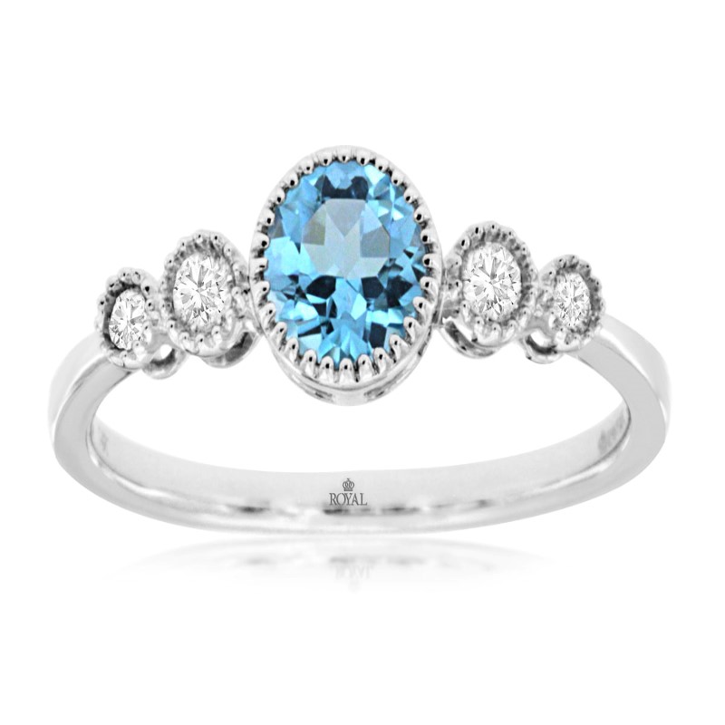 14k White Gold Blue Topaz and Diamond Ring 14k White Gold Blue Topaz and Diamond Ring