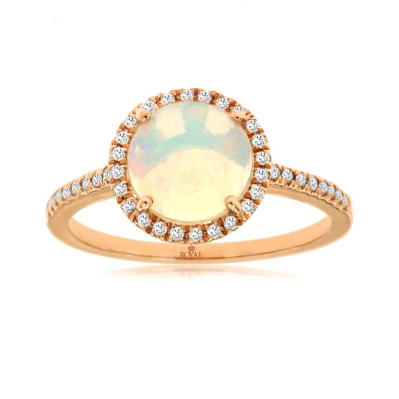 14k Yellow Gold Opal & Diamond Halo Ring 14k Yellow Gold Opal & Diamond Halo Ring