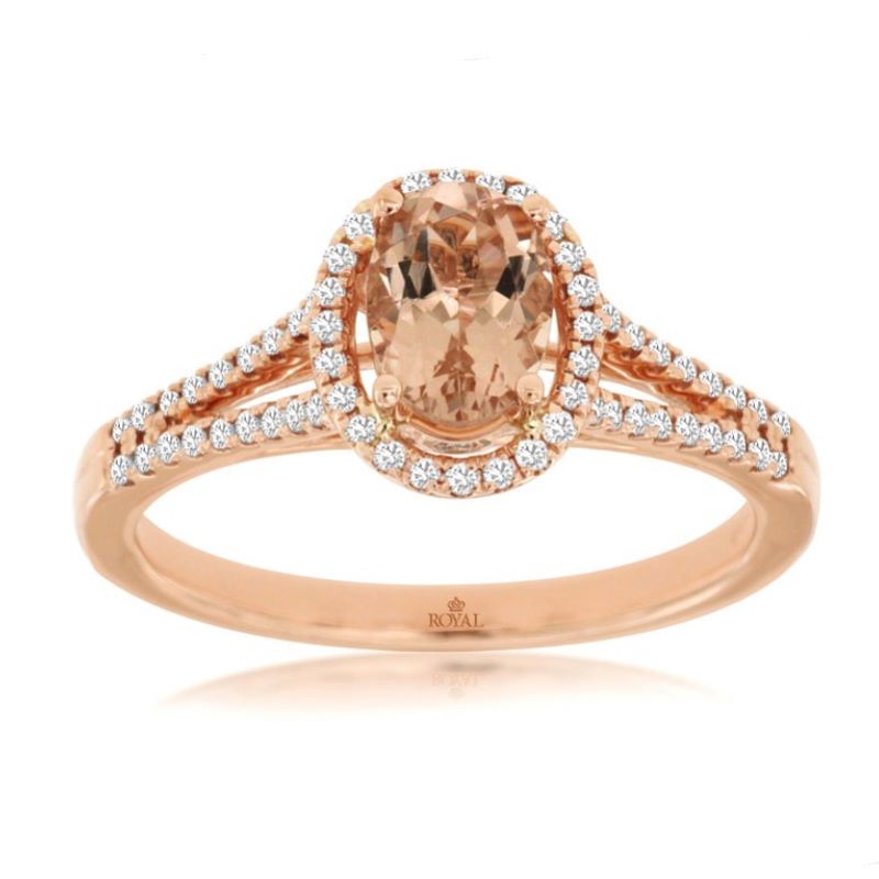 14k Rose Gold Morganite & Diamond Halo Ring 14k Rose Gold Morganite & Diamond Halo Ring
