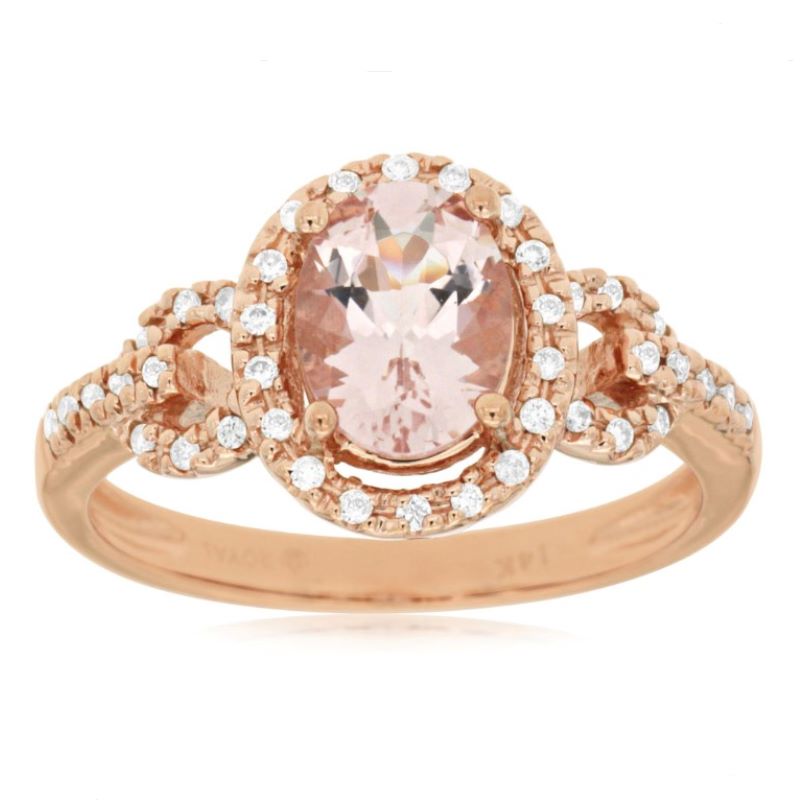 14k Rose Gold Morganite & Diamond Halo Ring 14k Rose Gold Morganite & Diamond Halo Ring