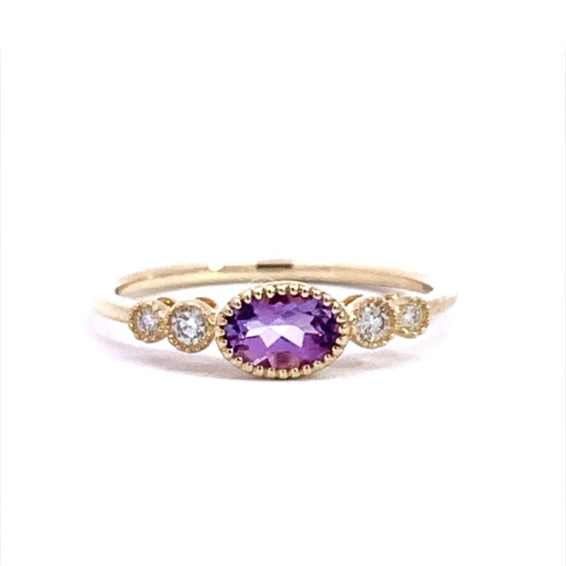 14k Yellow Gold Amethyst and Diamond Ring 14k Yellow Gold Amethyst and Diamond Ring