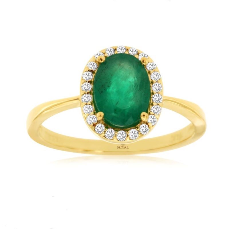 14k Yellow Gold Emerald & Diamond Halo Solitaire Ring 14k Yellow Gold Emerald & Diamond Halo Solitaire Ring