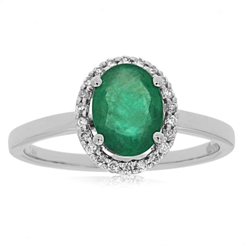 Oval Emerald &  Diamond Halo Ring