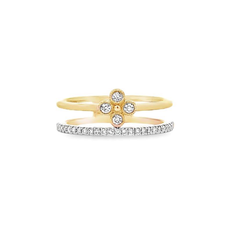 14k Yellow Gold Diamond Clover Ring 14k Yellow Gold Diamond Clover Ring