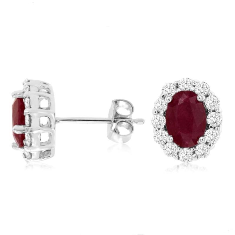 14k White Gold Ruby & Diamond Earrings 14k White Gold Ruby & Diamond Earrings