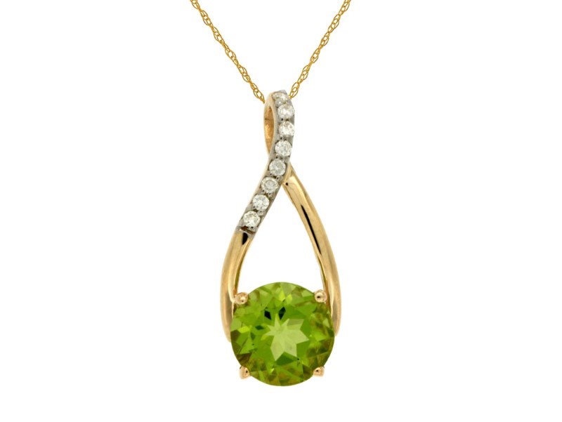 14K Yellow Gold Peridot Slide Pendant with Chain 14K Yellow Gold Peridot Slide Pendant with Chain