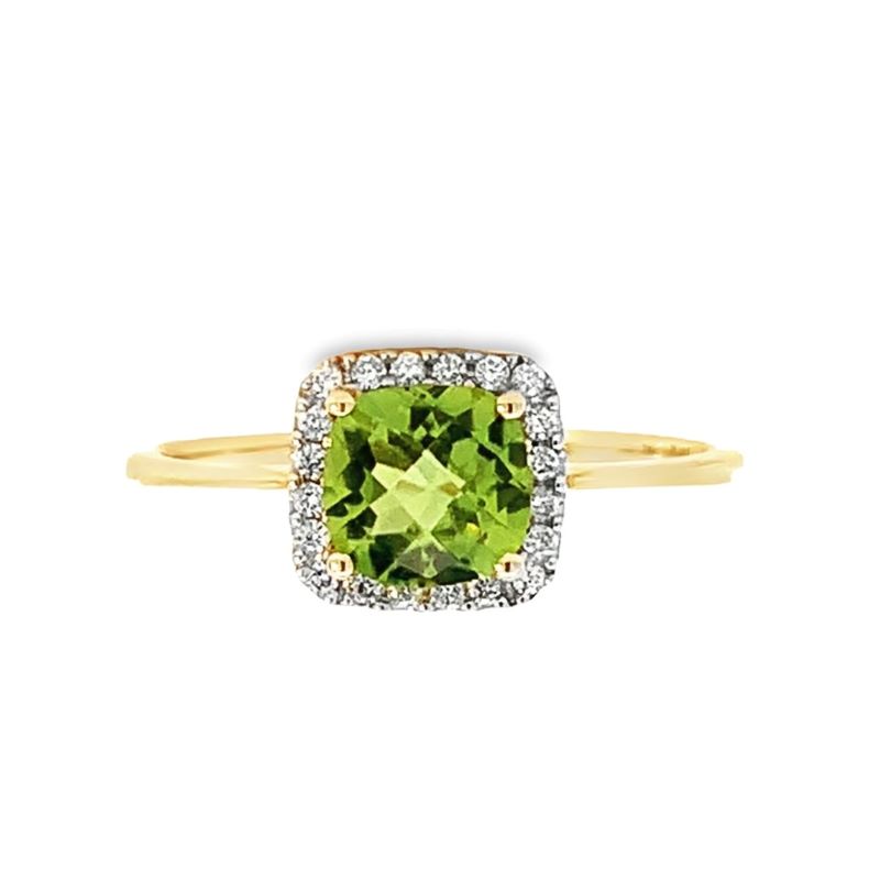 Peridot & Diamond Halo Ring Peridot & Diamond Halo Ring
