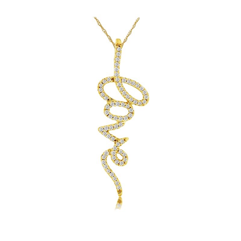 14k Gold and Diamond "Love" Necklace 14k Gold and Diamond "Love" Necklace