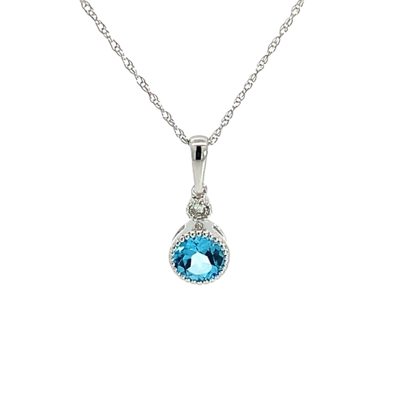 Blue Topaz and Diamond Pendant Blue Topaz and Diamond Pendant