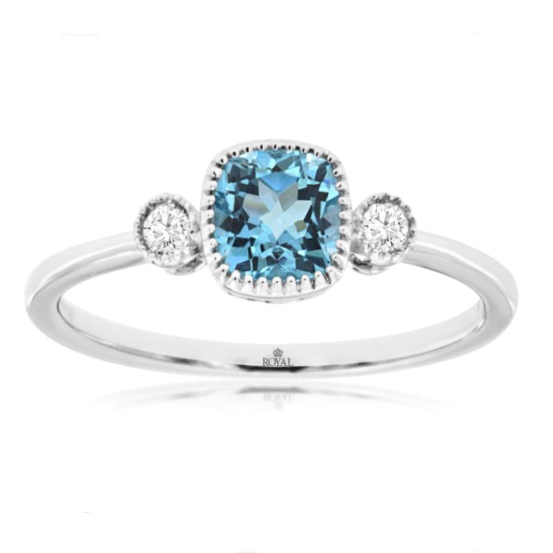 14k White Gold Blue Topaz and Diamond Ring 14k White Gold Blue Topaz and Diamond Ring