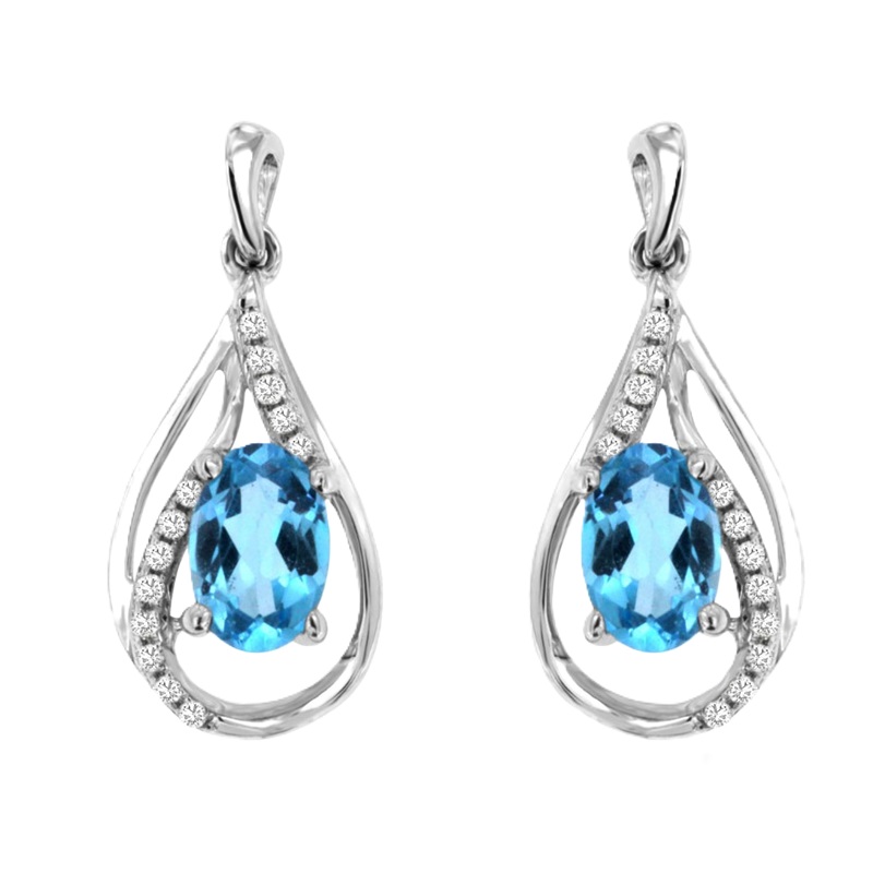 Blue Topaz and Diamond Earrings Blue Topaz and Diamond Earrings